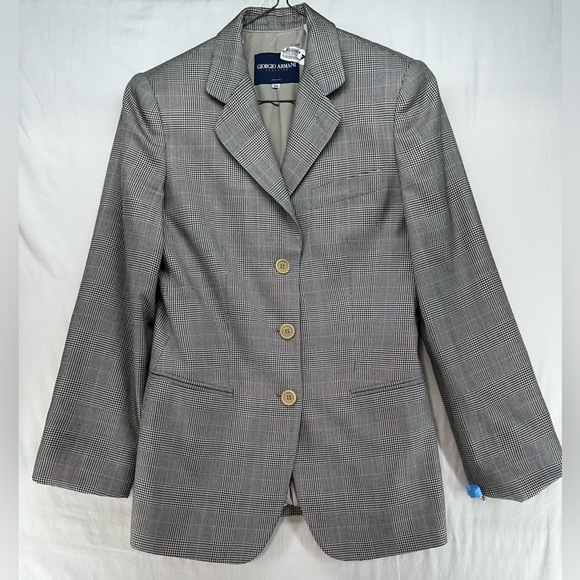 Giorgio Armani Classico Black White Glen Plaid Blazer Made in Italy Men's 38